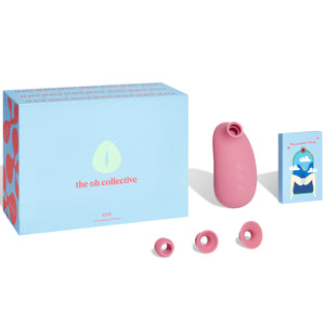The Oh Collective CHI Air Suction Vibrator in pink with ergonomic design and interchangeable heads for clitoral stimulation.