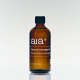 Aia* 100% Natural Massage Oil in amber glass bottle, 100ml, showcasing clean design and eco-friendly packaging, perfect for daily hydration.