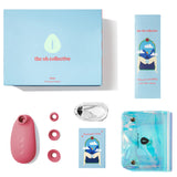 CHI vibrator with three interchangeable suction heads, USB charger, and storage pouch, all in a gift-ready box.