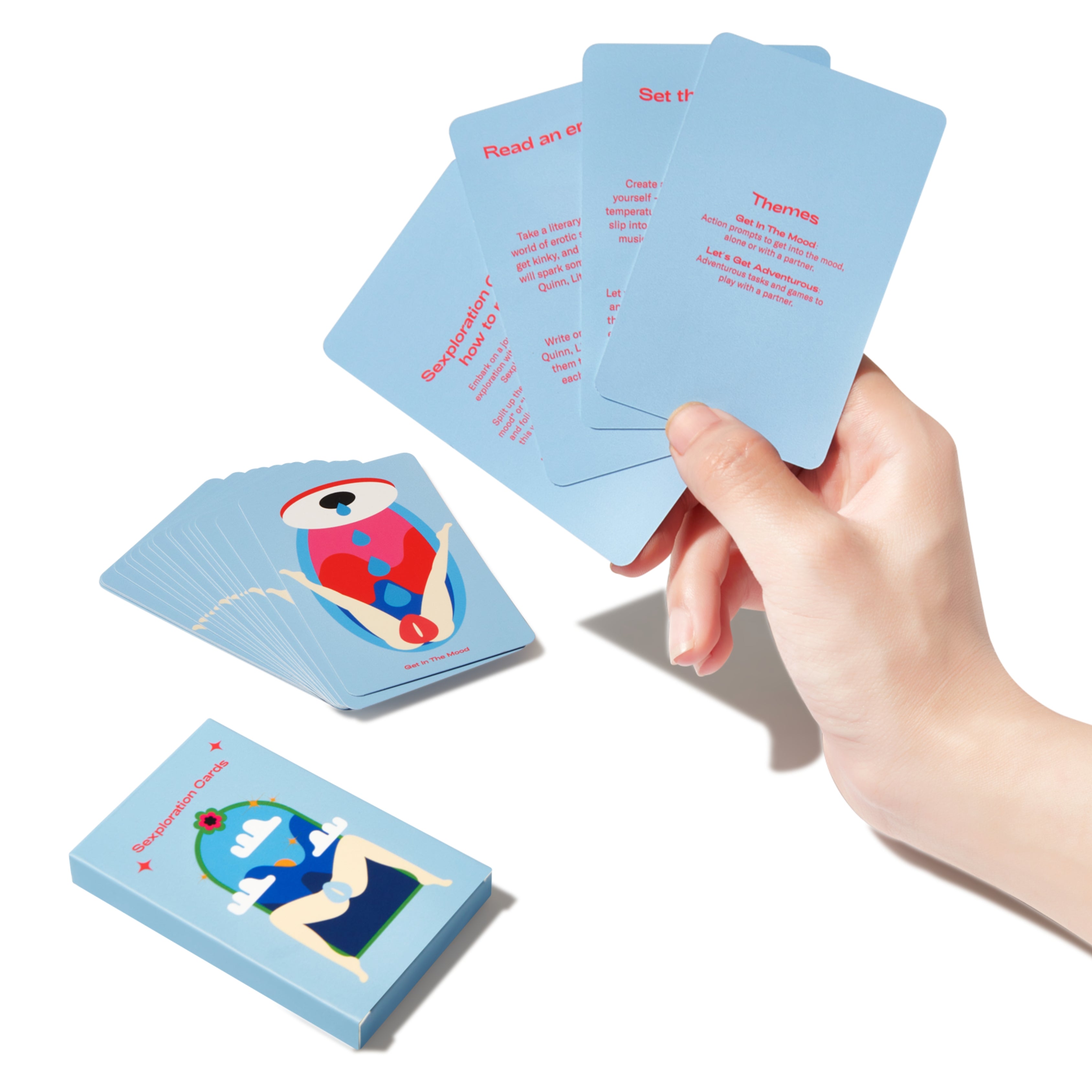 CHI vibrator alongside 'Sexploration' cards, enhancing intimacy and pleasure exploration.