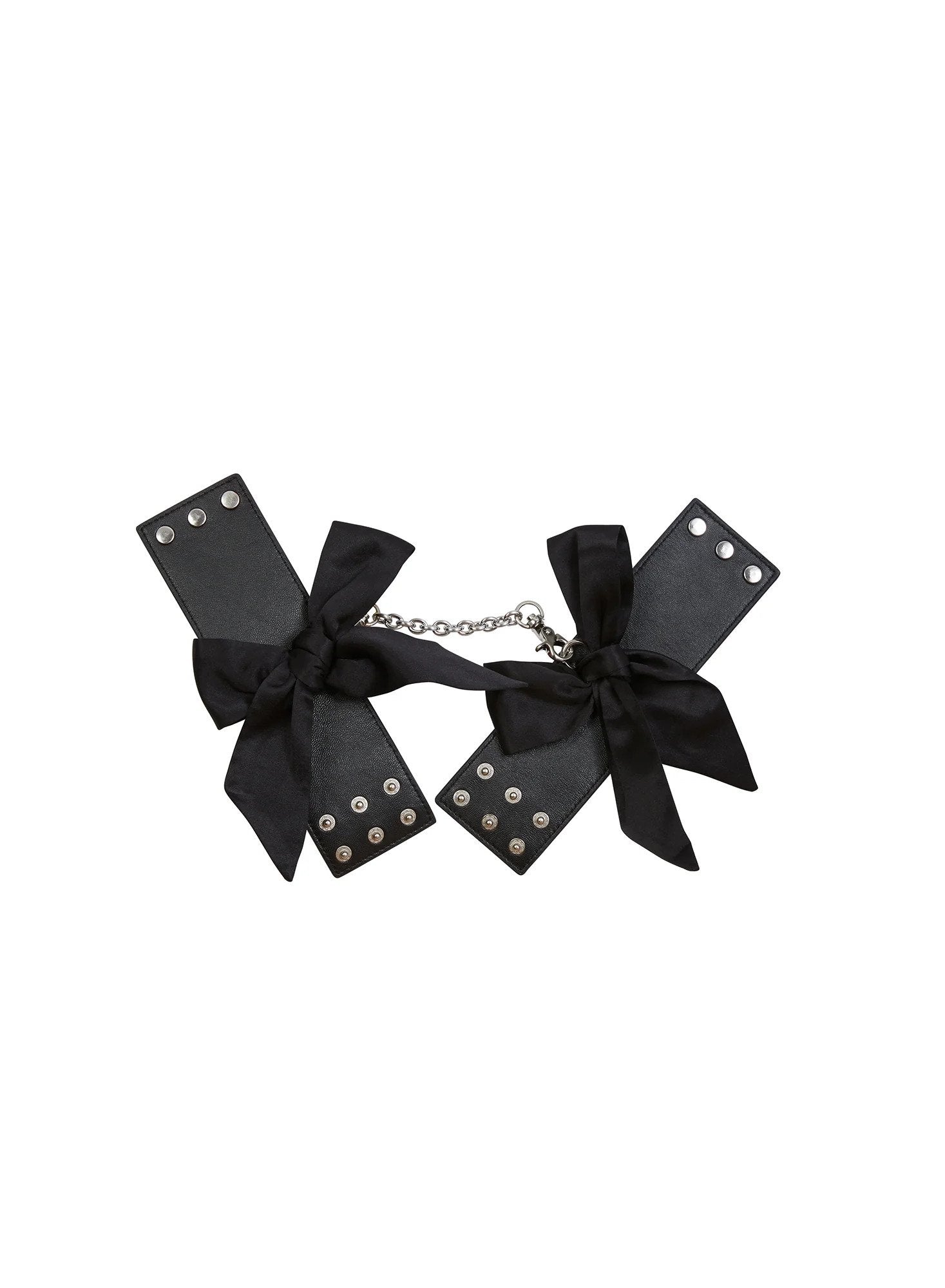 Mewmew Fleur du Mal black leather cuffs – bondage accessory NZ, perfect for adult play with blindfolds, cat mask, and lingerie sets.