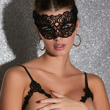 Mewmew Fleur du Mal rose guipure lace eye mask – elegant blindfold NZ, perfect with lingerie, suspenders, and cat mask accessories.