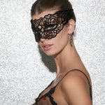 Mewmew Fleur du Mal rose guipure lace eye mask – luxury blindfold NZ, perfect for adult play with lingerie, suspenders, and cat masks.