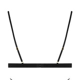 Back view of black triangle bra, showing slim satin straps and Maison Close signature style.